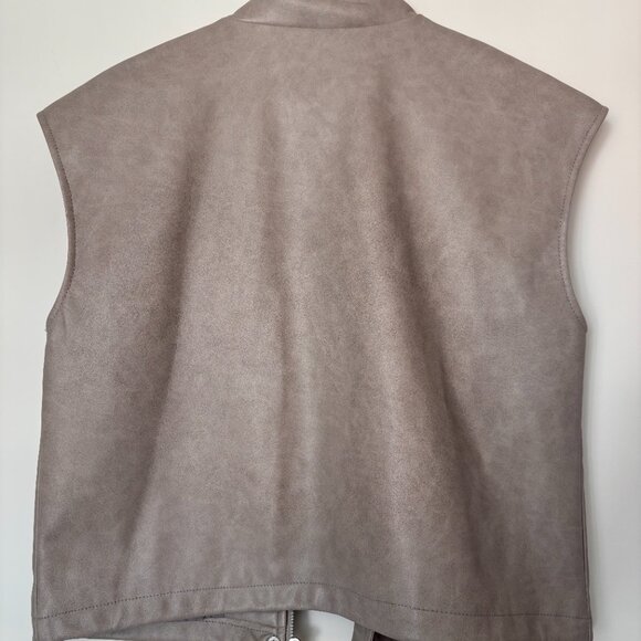 Bagatelle Collection Taupe Faux Leather Vest | Vegan Leather | Size Small - Picture 5 of 5